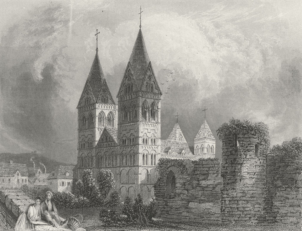 GERMANY. Andernach. Shepherd cathedral 1840 old antique vintage print picture
